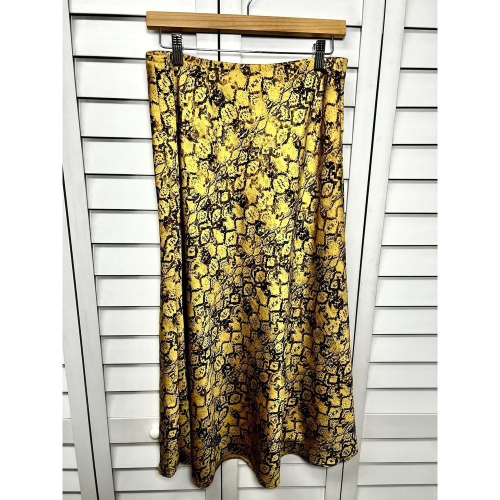 Anthropologie Current Air Harmony Metallic Snake Print Midi Skirt Size Medium - Picture 4 of 8